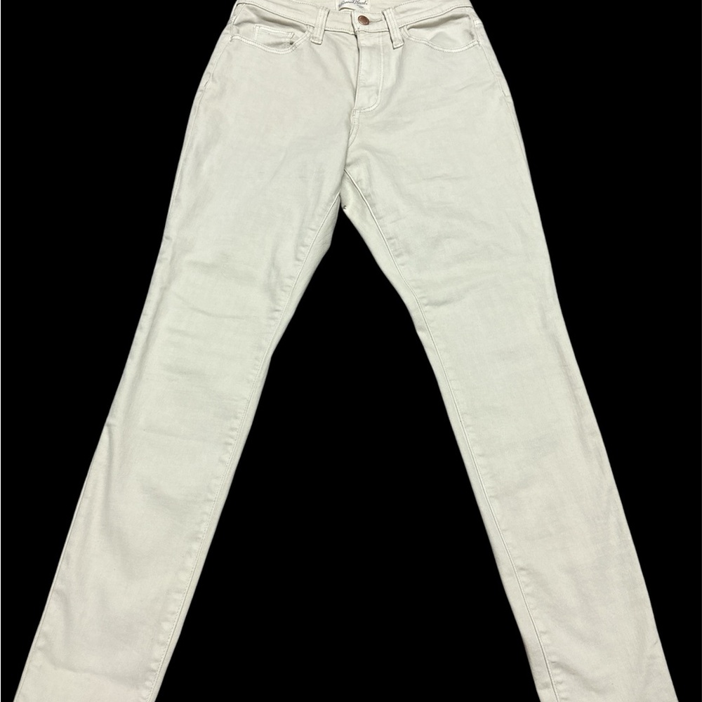 Cream Straight-Leg Jeans